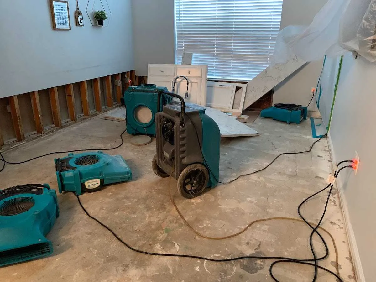 Dehumidifier in flood-cut room for Water Damage Restoration in Panama City